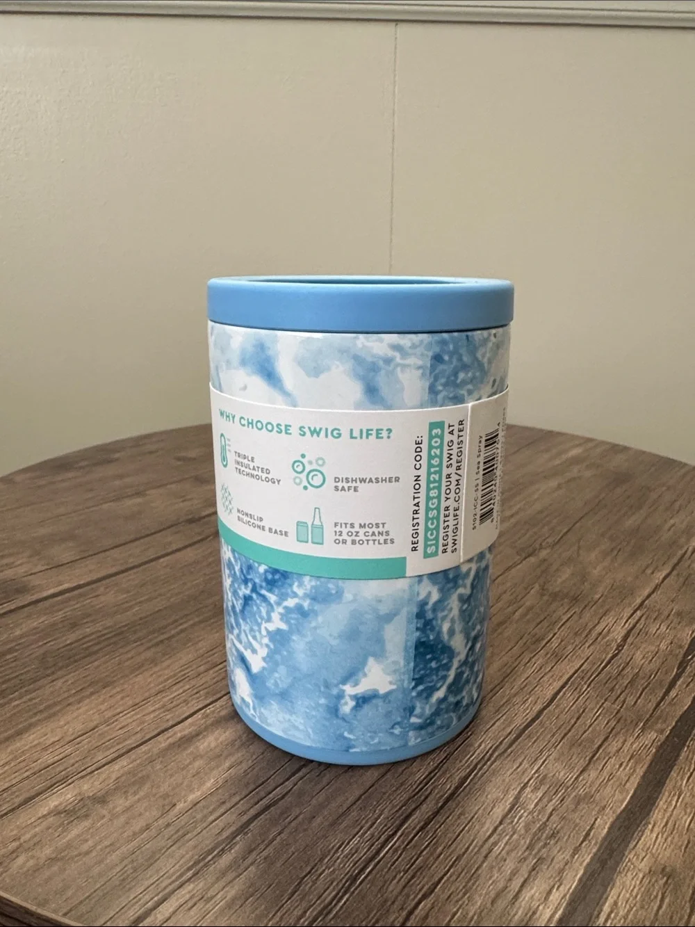 SWIG Life Sea Spray Insulated Can or Bottle Holder Tumbler - Blue